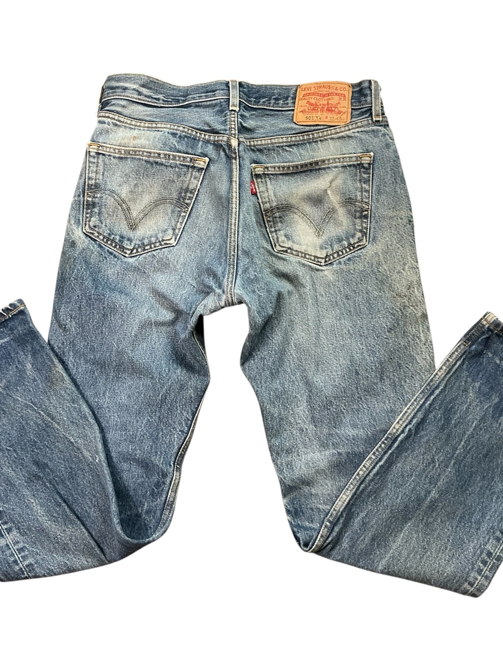 Vintage Levi’s 501XX button fly medium wash straight leg jeans 32 x 31 Mexico